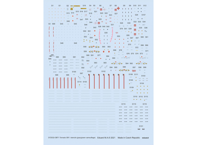 Декаль для Tornado GR.1, тех. надписи (серый/зеленый камуфляж)