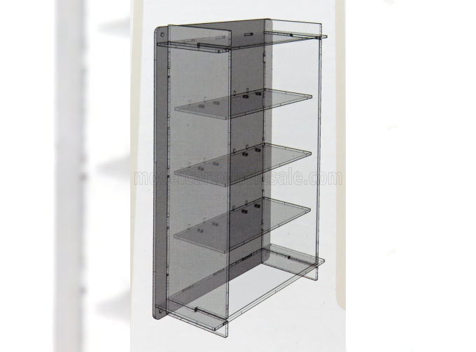 VETRINA DISPLAY BOX Espositore - For 4 Cars 1/18 Lungh.lenght Cm 36.8 X Largh.width Cm 12.5 X Alt.height Cm 57.4 (altezza Utile Tra I Ripiani Cm 12.0 Inner Height Among Shelves), Plastic Display
