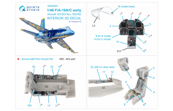 3D Декаль интерьера кабины F/A-18A / C early (Hasegawa)