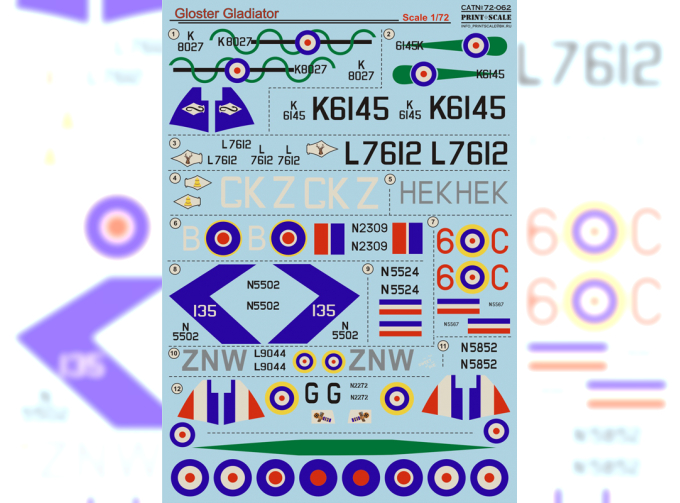 Декаль Gloster Gladiator Part 1