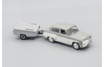 МОСКВИЧ-407 (deagostini) с прицепом "Скиф-М" серый,серый прицеп