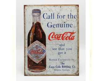 ACCESSORIES Metal Plate - Coca-cola Call For The Genuine, White Brown