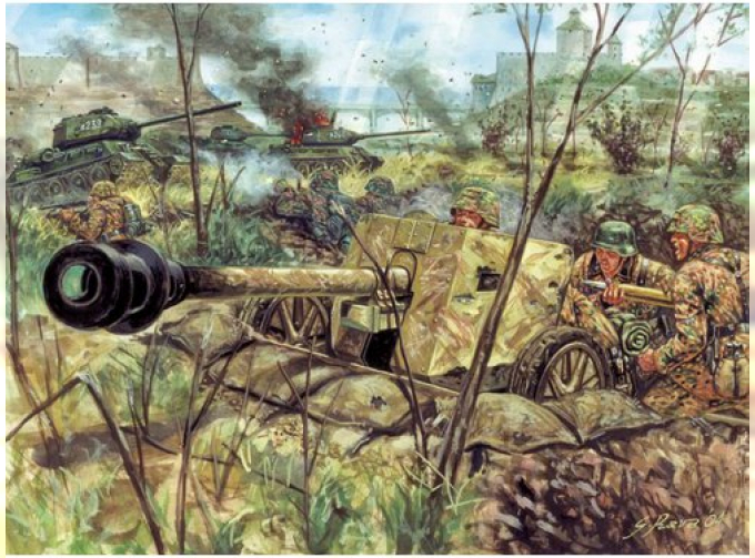 Сборная модель Пушка WWII GERMAN PAK40 AT GUN with crew