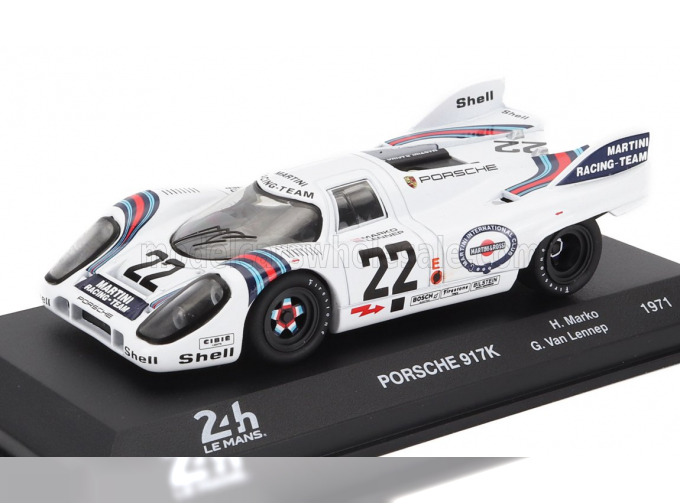 PORSCHE 917k 4.9l Team Martini Racing №22 Winner 24h Le Mans (1971) Helmut Marko - Gijs Van Lennep, White Blue