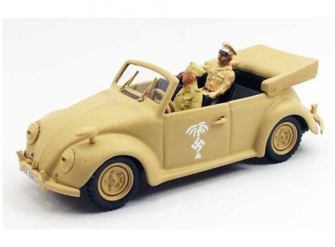 VOLKSWAGEN Maggiolino Cabrio 1943 Africa Korps - 2 figures, ROMMEL и driver Роммель, бежевый