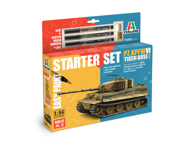 Сборная модельTANK Tiger Ausf. E Sd.kfz. Military With 3 Acrylic Brush Markers 1945