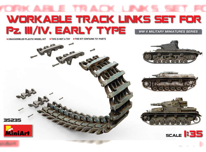 Сборная модель WORKABLE TRACK LINKS SET FOR Pz.III / Pz.IV EARLY TYPE