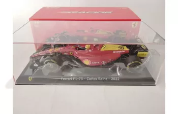 FERRARI F1-75 Scuderia Ferrari N55 4th Monza Gp Italy (2022) Carlos Sainz - With Pilot And Showcase - Exclusive Carmodel, Red Yellow