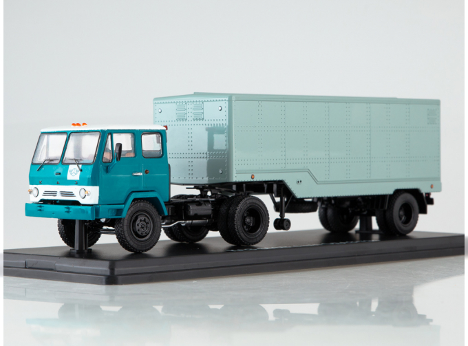 КАЗ-608В с полуприцепом ОДАЗ-794, голубой / зеленый