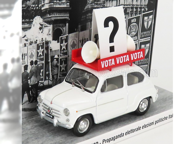 FIAT 600D - PROPAGANDA ELETTORALE ELEZIONI ITALIA VOTA - VOTA - VOTA (1963), WHITE