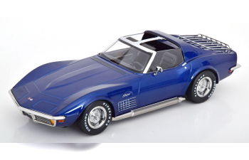 CHEVROLET Corvette C3 with removable roof parts and side pipes (1972), blue metallic