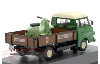BARKAS B1000 With Simson Service Schwalbe Kr51/1 (1965), Green Brown