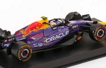 RED BULL F1 Rb19 Team Oracle Red Bull Racing №11 3rd Las Vegas Usa Gp (2023) Sergio Perez - With Pilot And Showcase, Purple Yellow Red