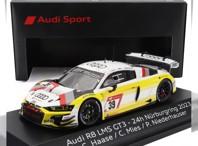 AUDI R8 Lms Gt3 Team Audi Sport Land N 39 24h Nurburgring 2023 Christopher Haase - Christopher Mies - Patric Niederhauser, White Yellow Silver