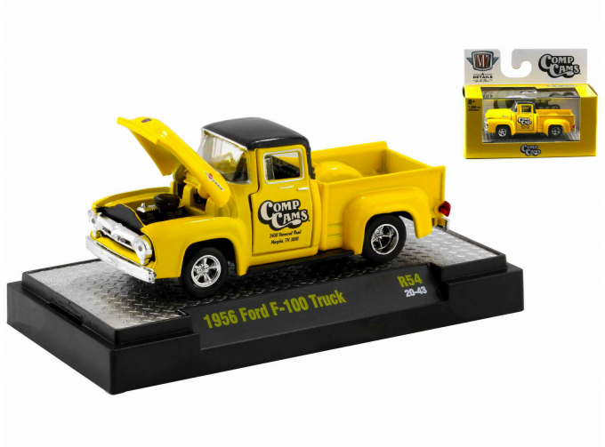 FORD F-100 Pickup Truck "Comp Cams" 1956, Bright Yellow with Black Top