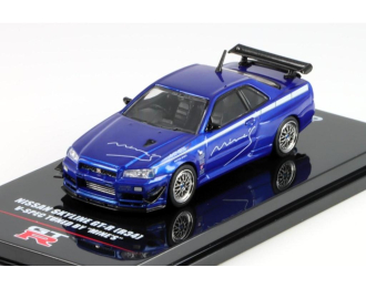 NISSAN Skyline GT-R R34 V-Spec Tuned By Mines, blue