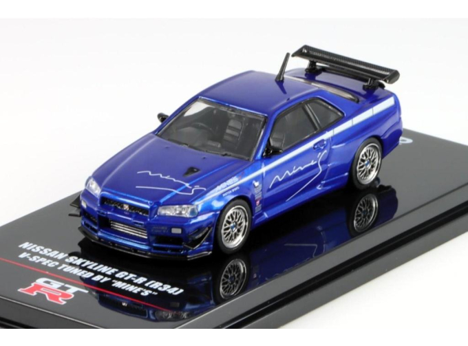 NISSAN Skyline GT-R R34 V-Spec Tuned By Mines, blue