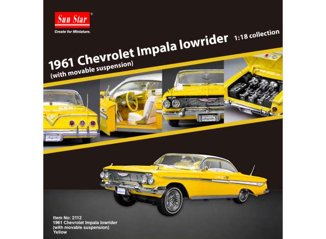 Chevrolet Impala (1961) Hardtop Lowrider with movable suspension, yellow