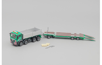 MAN TGS M 4-axle Dump Truck / Goldhofer TU-4 Lowboy "Trost", green / aluminum / black