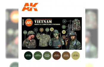 Набор акриловых красок "Вьетнамская зеленая и камуфляжная форма" (VIETNAM GREEN & CAMOUFLAGE UNIFORMS)