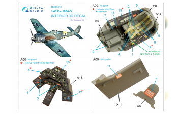 3D Декаль интерьера кабины Fw 190A-3 (Hasegawa)