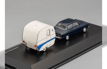 OPEL Kadett B with Сamping Trailer "Knaus Schwalbennest" (1965), blue / white