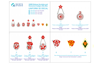 Декаль Знаки комсомола и оборонных обществ СССР 30-40 годов