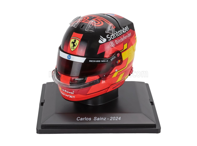 HELMET F1 Casco Helmet Carlos Sainz Team Scuderia Ferrari Sf-24 Season (2024), Red Yellow