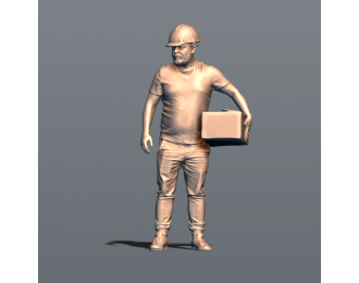 Фигура Саня с коробкой (масштаб 1:24, окрашенная)