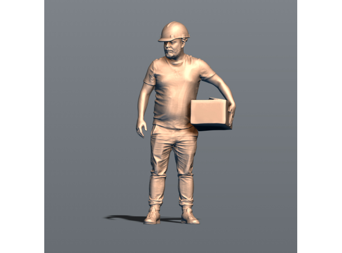 Фигура Саня с коробкой (масштаб 1:24, окрашенная)