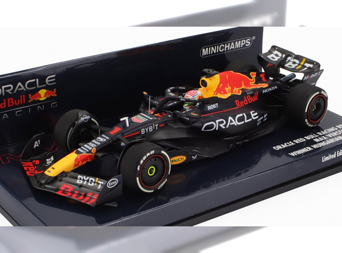 RED BULL F1 Rb19 Team Oracle Red Bull Racing №1 World Champion Winner Hungarian Gp (2023) Max Verstappen, Matt Blue