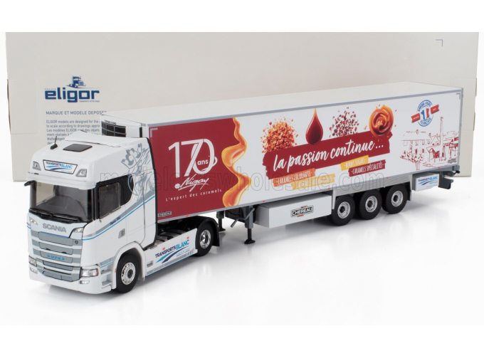 SCANIA S500 Semi Frigo Truck Cassonato Chereau Transports Blanc Nigay 170 Ans (2024), White Red