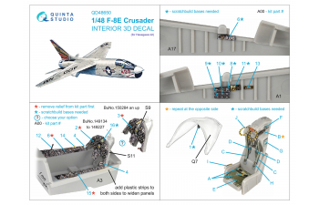 3D Декаль интерьера кабины F-8E Crusader (Hasegawa/Hobby 2000)