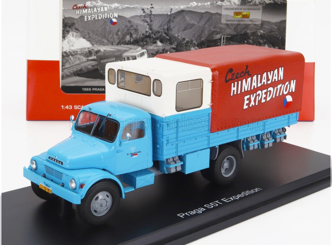 PRAGA S5t-3 Truck 2-assi (1969) - First Czech Himalayan Expedition, Light Blue Cream Red