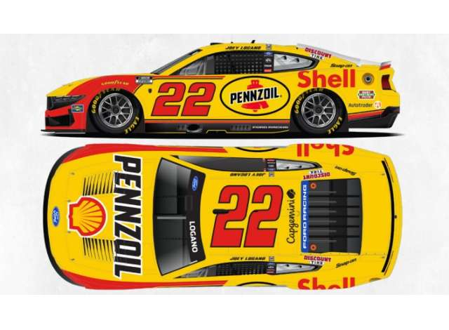 Ford Mustang #22 Joey Logano *Shell-Pennzoil*, yellow/red 2026