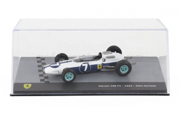 FERRARI F1 158 №7 World Champion Season (1964) John Surtees - Con Vetrina - With Showcase, White Blue