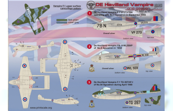 DE Havilland Vampire One seaters Wet decal