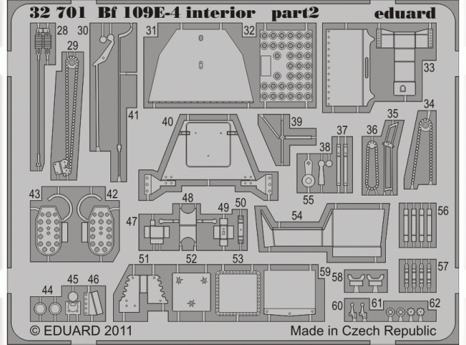 Цветное Фототравление для Bf 109E-4 interior S.A.