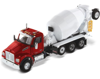 KENWORTH T880 SFFA Tandem w/Lift Axle & McNeilus Bridgemaster Concrete Mixer, Radiant Red