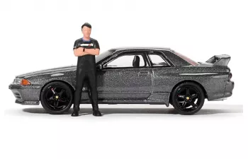 NISSAN Skyline GT-R (R32) Gunmetal с фигуркой Matsuda