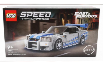 NISSAN Lego Speed Champion - Skyline Gt-r (r34) 1999 - Brian O'conner - Fast & Furious Ii (2003) - 319 Pezzi - 319 Pieces, Silver Blue