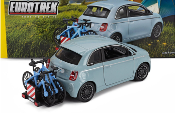 FIAT 500e Full Electric With Bicycle (2023), blue