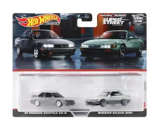 Набор из двух моделей NISSAN Sentra Se-r (1991) + NISSAN Silvia (s13) (1988), Grey Green