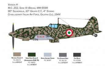 Сборная модель MACCHI Mc.202 Folgore Airplane Wwii Italia Military (decal Per 8 Versioni) 1940