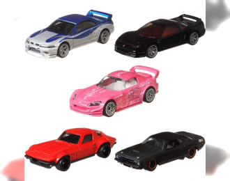 Набор из 5 моделей Fast & Furious (NISSAN, MAZDA, HONDA, PLYMOUTH, CHEVROLET) 