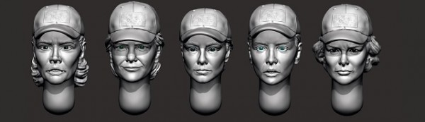 Женские головы в бейсболках №2