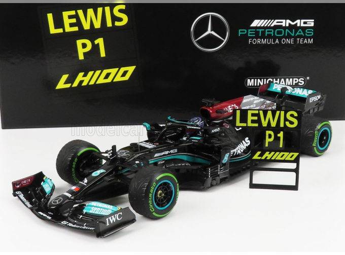 MERCEDES-BENZ GP F1 W12 Mercedes M12 Eq Power+ Team Amg Petronas Motorsport Formula One N 44 Winner Sotchi Russian Gp 2021 Lewis Hamilton - 100th Victory F1 - With Pit Board, Black Green