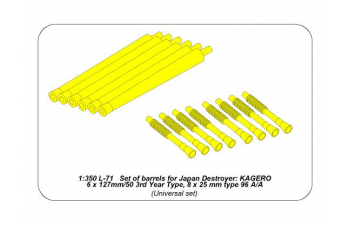 Set of barrels for Japan Destroyer: KAGERO 6 x 127mm/50 3rd Year Type, 8 x 25 mm type 96 A/A