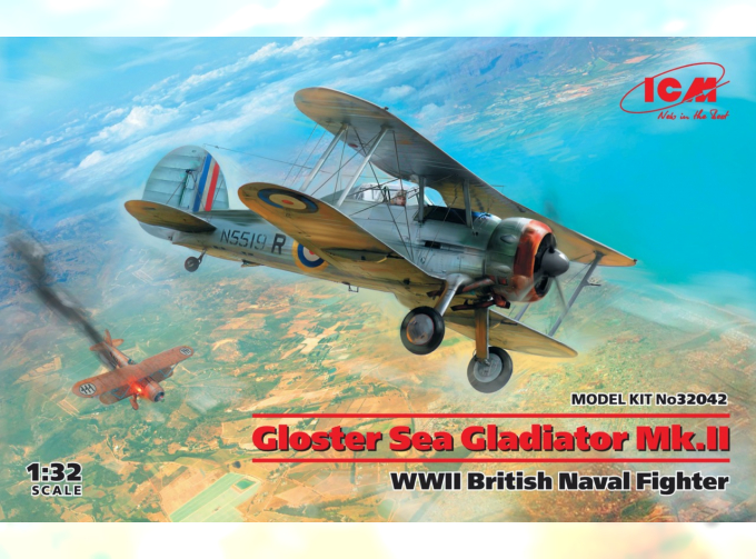 Сборная модель Gloster Sea Gladiator Mk.II , Британский морской истребитель II МВ