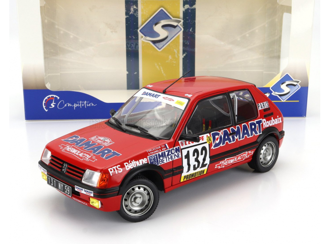 PEUGEOT 205 1.6 Gti №132 Rally Montecarlo (1986) Francois Delecour - Anne Chantal Pauwels, Red